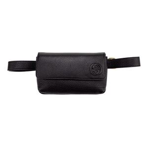 Authentic Gucci Interlocking G SoHo Black Leather Belt Bag